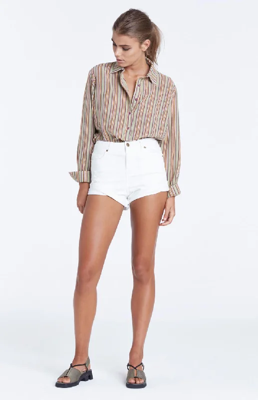 Stylish Yoga Shorts for Core Workouts -Zed Cuffed Short- Ivory