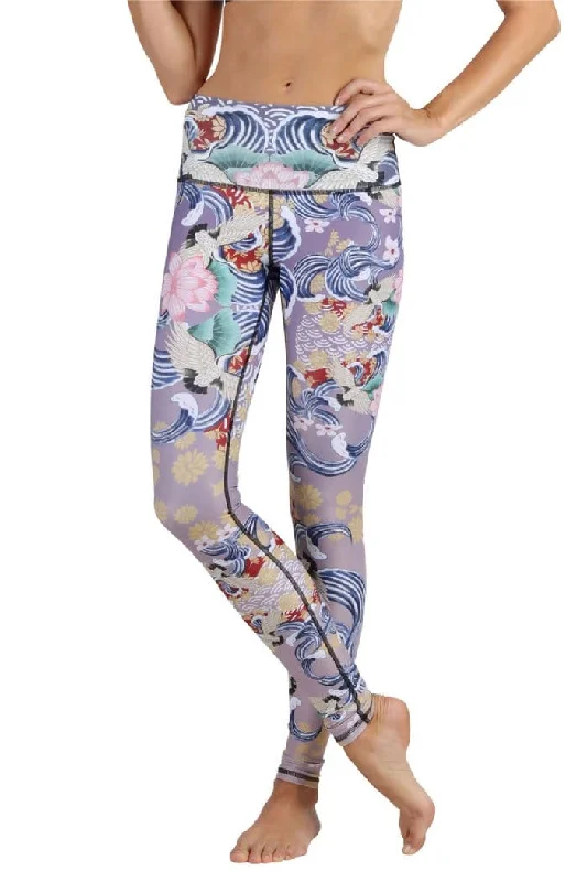 Premium Yoga Pants for Comfort -Zen Water Garden Printed Yoga Leggings