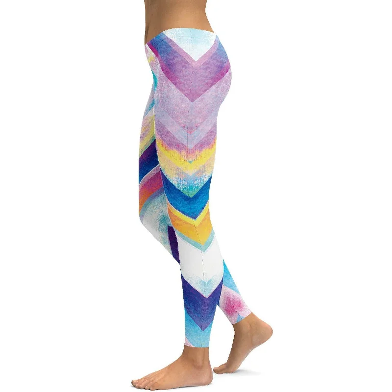 Full-Length Yoga Pants -Zigzag Striped Leggings