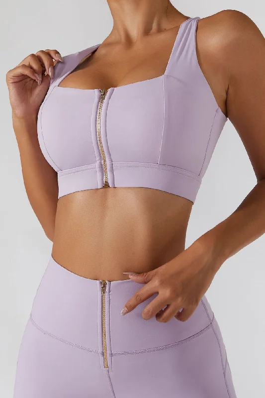 Raw Vegan Yoga Bar for Better Nutrition -Crossover Straps Zip Front Sports Bra