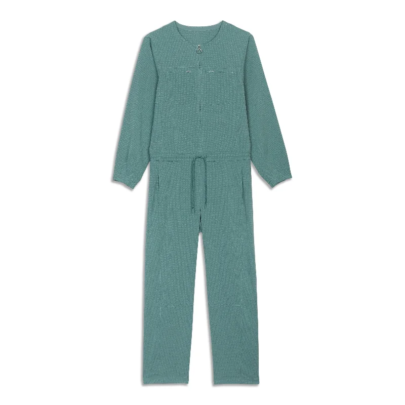 Supportive Yoga Tops for Poses -Zippered Jumpsuit - Resale