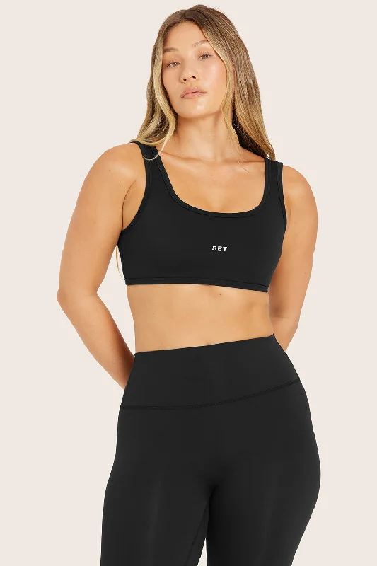 Soft and Comfortable Yoga Set -AIRLUXE™ BREATHE SCOOP BRA - ONYX
