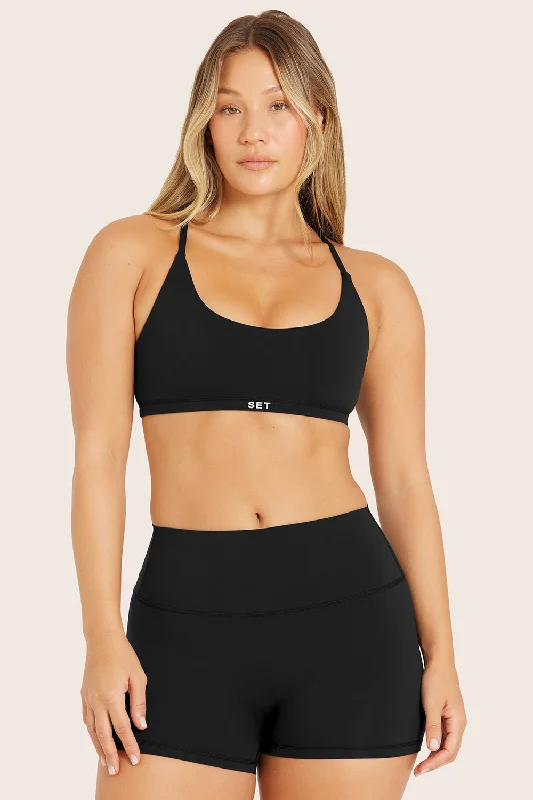 Yoga Set for High Intensity Practice -AIRLUXE™ BREATHE Y STRAP BRA - ONYX