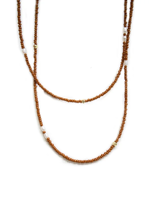 Shop Classic Women's  Necklaces & Pendants with a Modern Twist-Amber Beaded Necklace - Gold