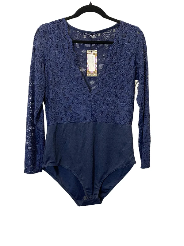Simple Yoga Set for Daily Practice -Bodysuit By Boohoo Boutique In Navy, Size: L