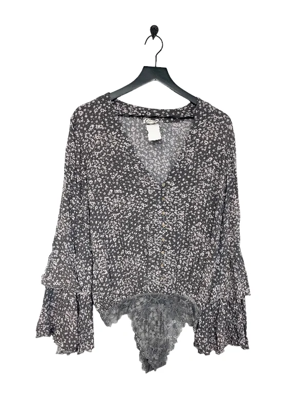 Stylish Yoga Sets for Studio and Home -Bodysuit By Free People In Grey & Purple, Size: L