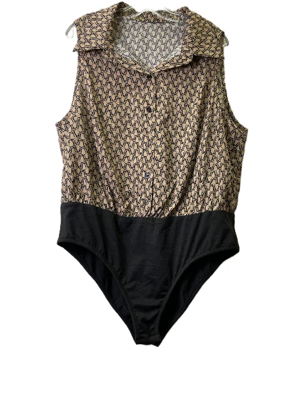 Yoga Sets with Breathable Materials -Brown & Tan Bodysuit By Shein, Size: 3x