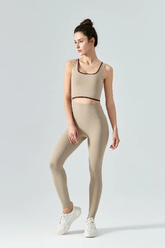 Yoga Sets with Breathable Materials -Contrast Edge Sports Bra & Leggings Activewear Set