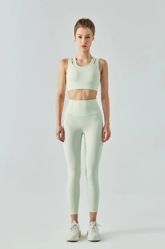Long-Sleeve Yoga Sets -Fake Two Sports Bra & Leggings Activewear Set