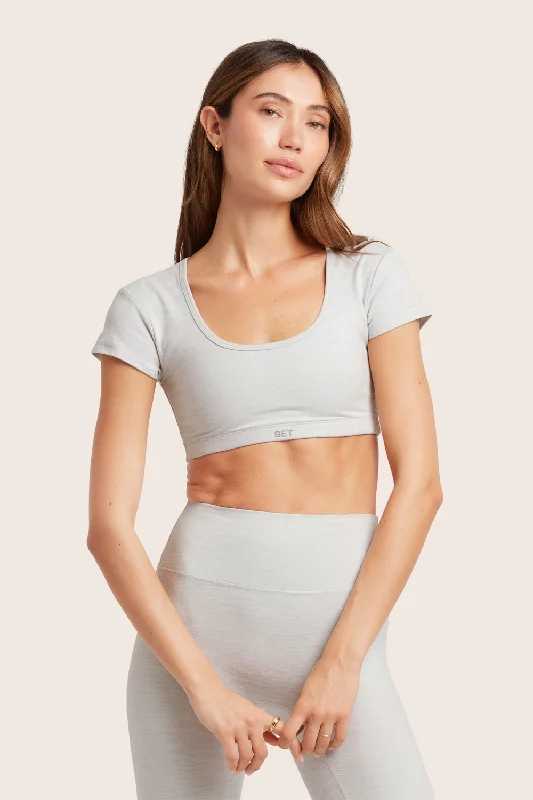 Eco-Conscious Yoga Set -FORMCLOUD® CAP SLEEVE SCOOP BRA - HEATHER GREY