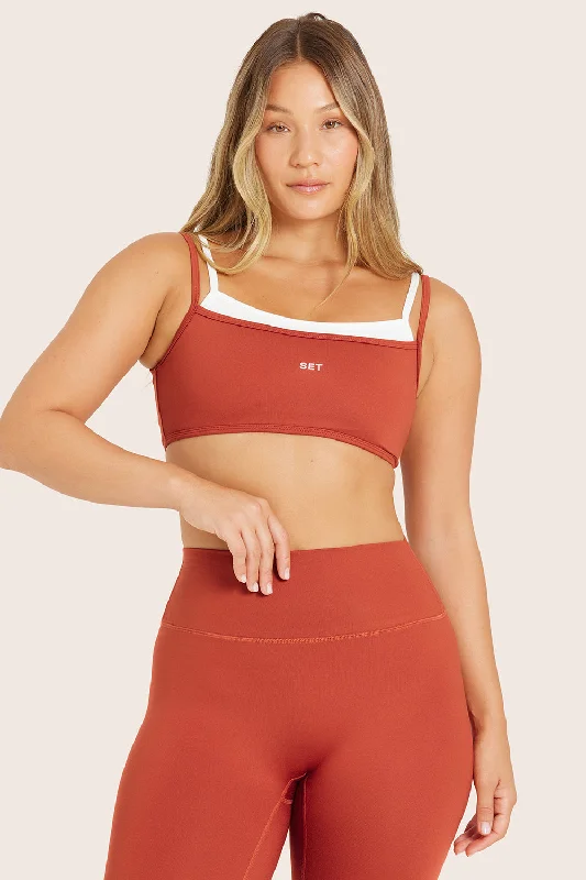 High Support Yoga Set for Intense Practice -FORMCLOUD® DOUBLE SCOOP BRA - CAYENNE