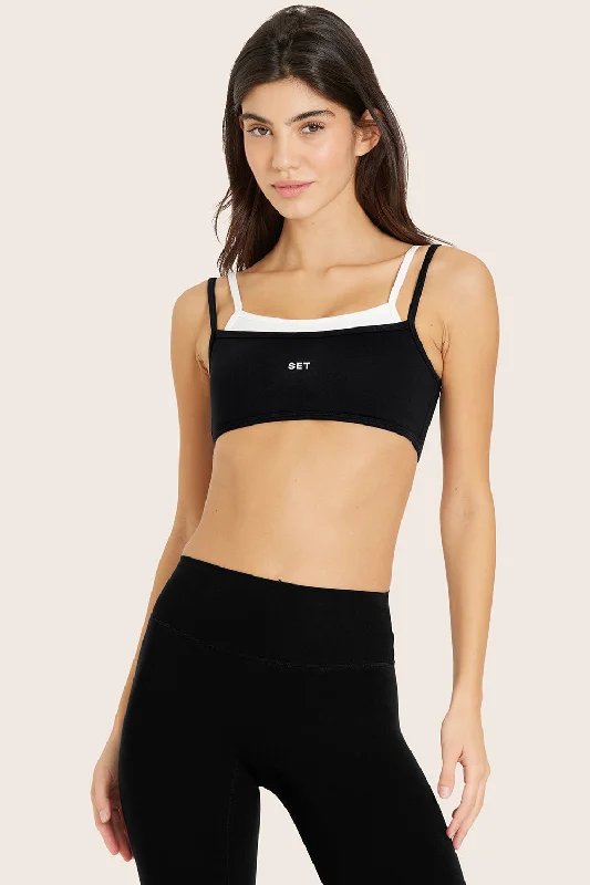 Full Coverage Yoga Apparel Sets -FORMCLOUD® DOUBLE SCOOP BRA - ONYX
