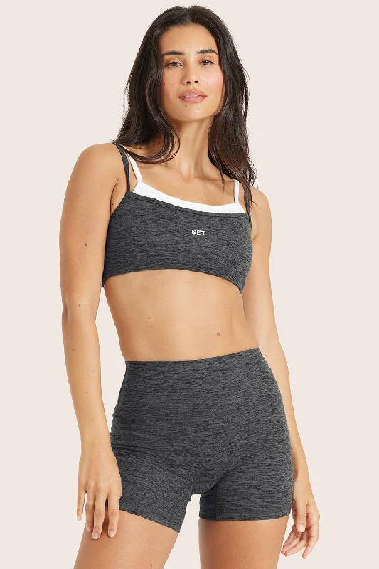 Durable Yoga Set for Intensive Workouts -FORMCLOUD® DOUBLE SCOOP BRA - PEPPER HEATHER GREY