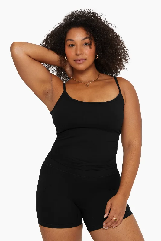 Yoga Sets for Intense Workouts -FORMCLOUD® LONGLINE CAMI - ONYX