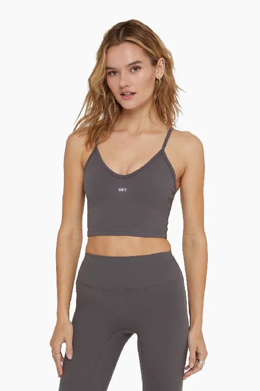 Yoga Sets with Supportive Sportswear -FORMCLOUD® MINI V LONGLINE BRA - GRAPHITE