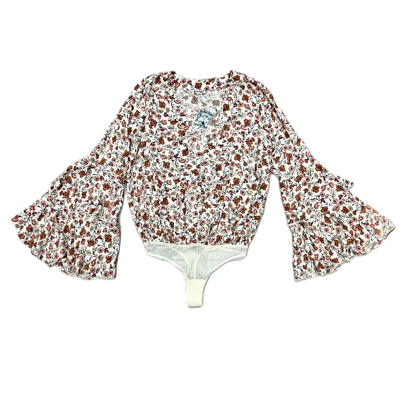 Full Yoga Set with Pants and Top -Orange & White Bodysuit By Free People, Size: S