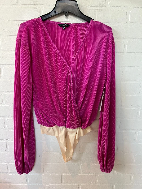 Women's Yoga Set with Adjustable Waist -Pink Bodysuit Strut & Bolt, Size L