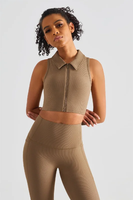 Yoga Set for Posture Alignment -Ribbed Crop Tank Top & Yoga Leggings Activewear Set