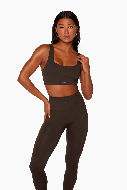 Gym and Yoga Sets -SCULPTFLEX® BOX CUT BRA - ESPRESSO