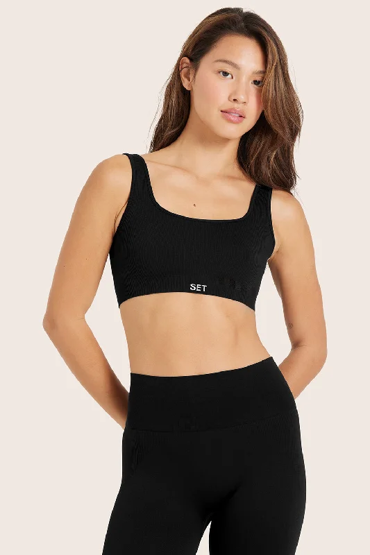 Stylish and Functional Yoga Sets -SCULPTFLEX® BOX CUT BRA - ONYX