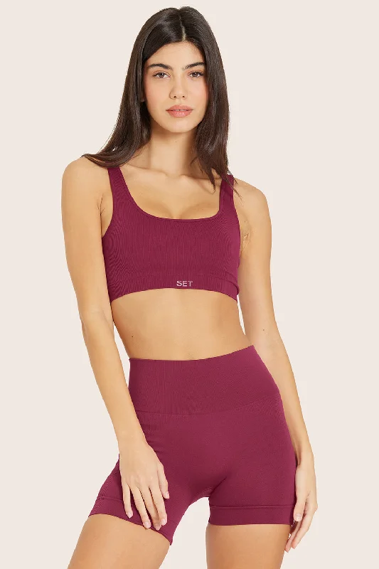 Yoga Set with Stretchable Waistband -SCULPTFLEX® BOX CUT BRA - WILDBERRY