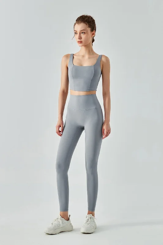 Organic Cotton Yoga Sets -Seamed Crop Corset Top & Leggings Activewear Set