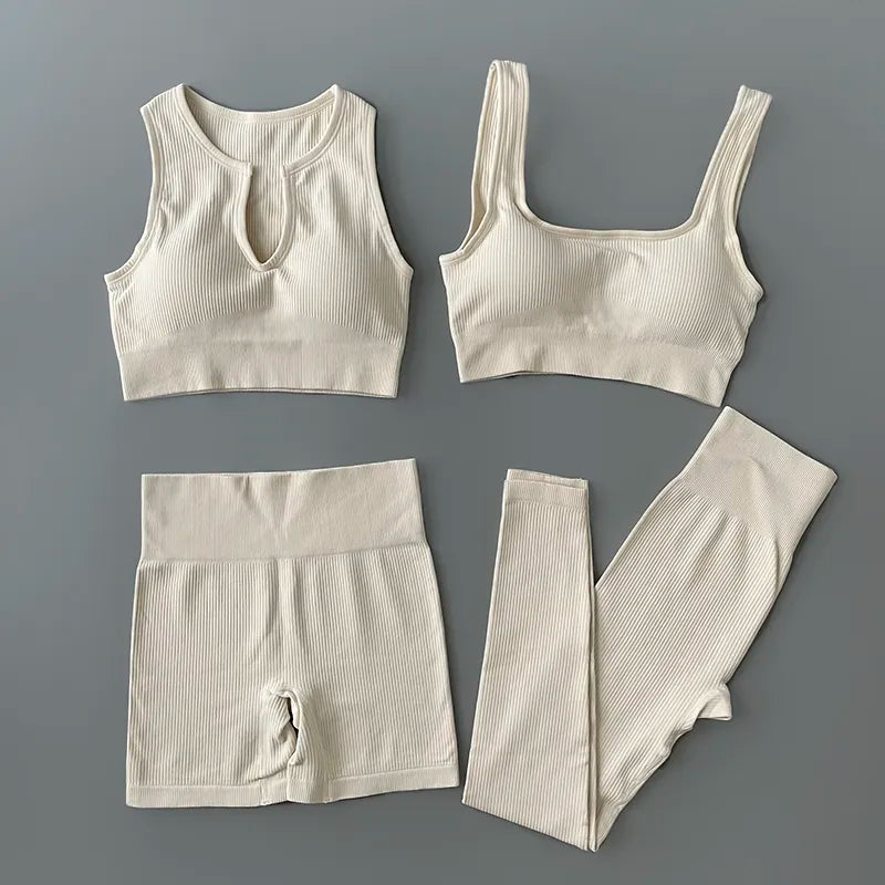 Stretchable Yoga Set for Women -Seamless  Ribbed Yoga Set
