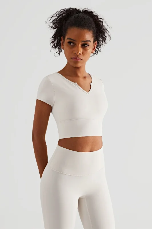 Yoga Sets with Comfort Fit -Short Sleeve Crop Top & Leggings Activewear Set