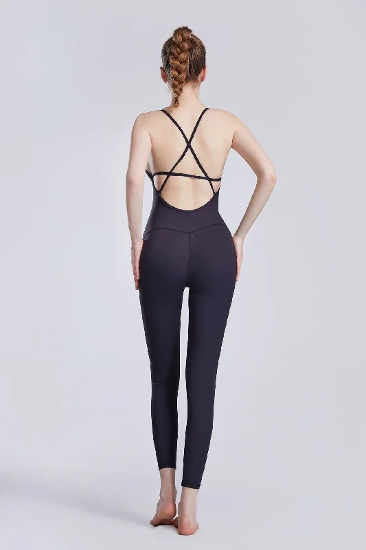 High-Waisted Yoga Sets for Stability -Spaghetti Strap Sculpted Bodysuit