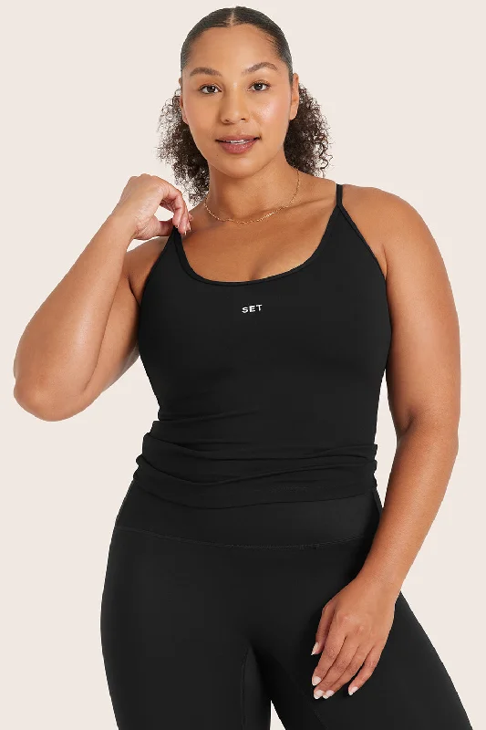 Yoga Set with Breathable Mesh Panels -SPORTBODY® U TANK - ONYX