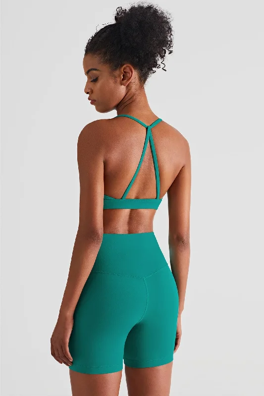 Yoga Sets for Comfort and Style -Triangle Back Sports Bra & Biker Shorts Activewear Set
